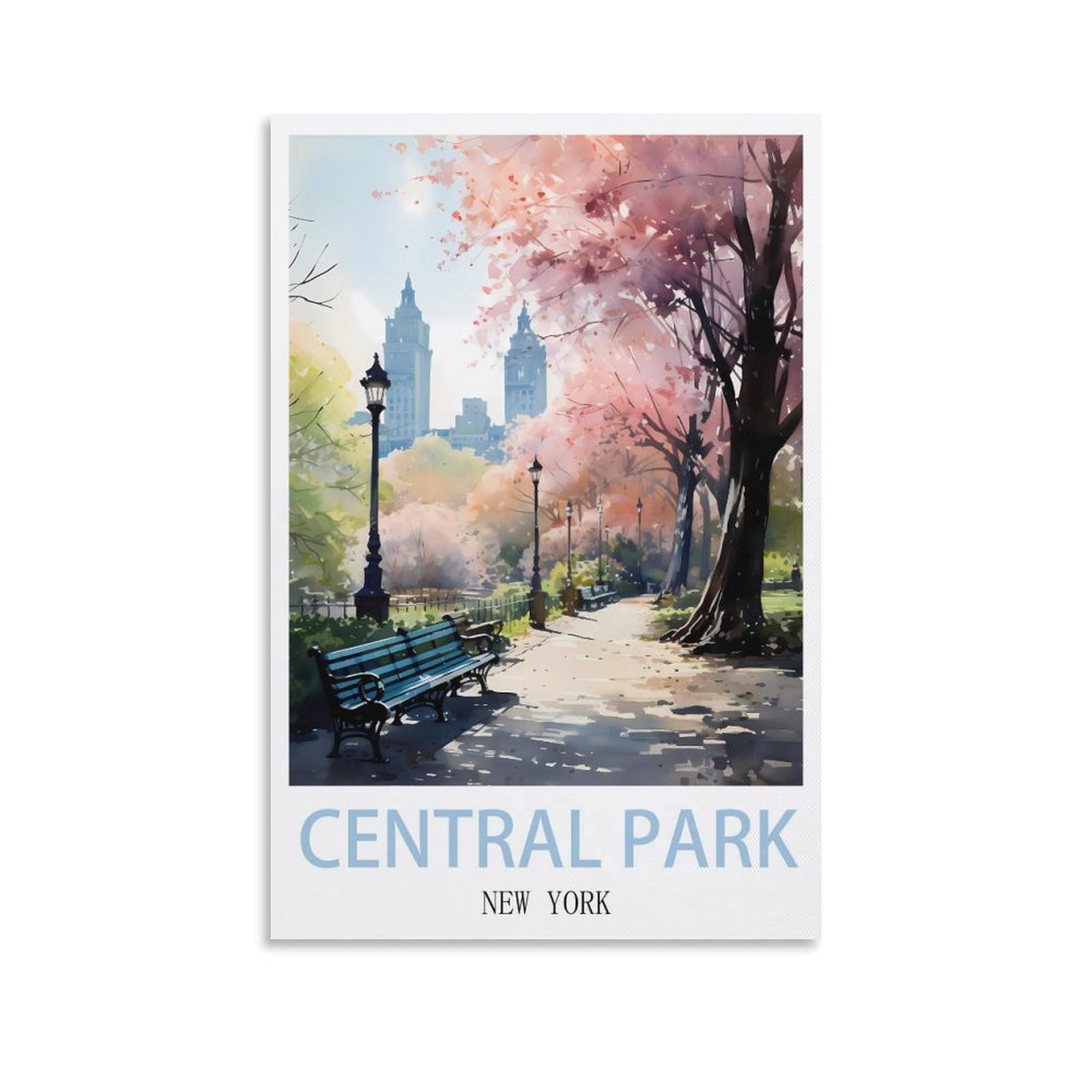 WHCNGEH Central Park New York Vintage Travel Poster - Perfect Home Decor for Art Lovers | Wall Art Print 08x12inch Canva
