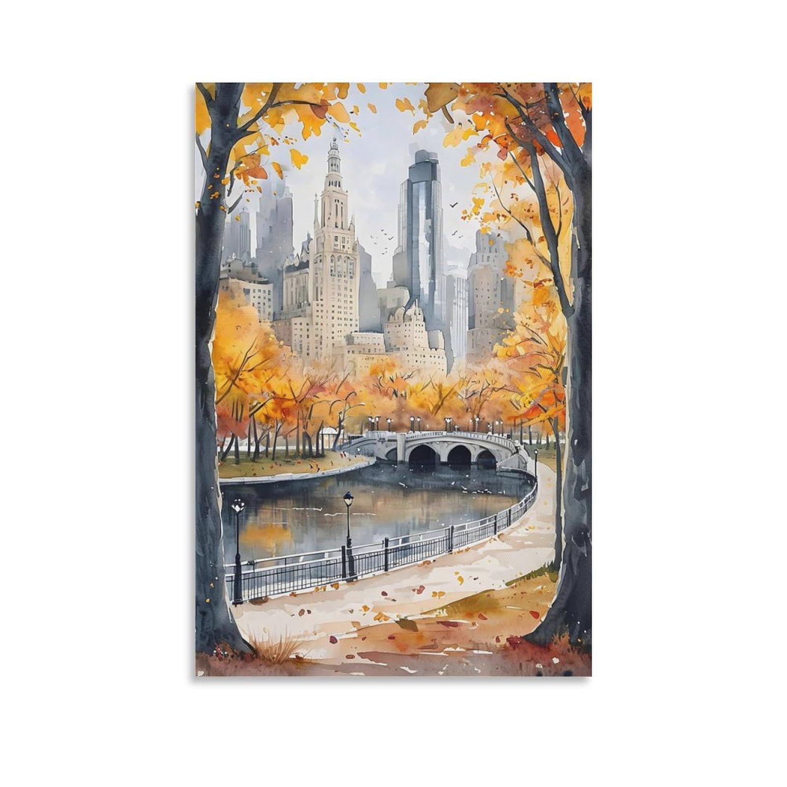 Vintage Landmark Central Park Canvas Wall Art for Bedroom Decor  
Vintage Landmark Central Park Poster Canvas Wall Art f