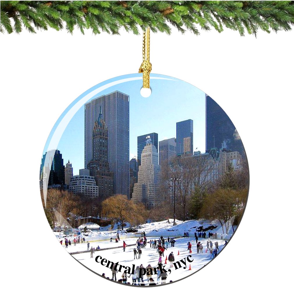 Central Park Christmas Ornament, Porcelain |75" Double Sided New York City Christmas Ornaments for Home Decor