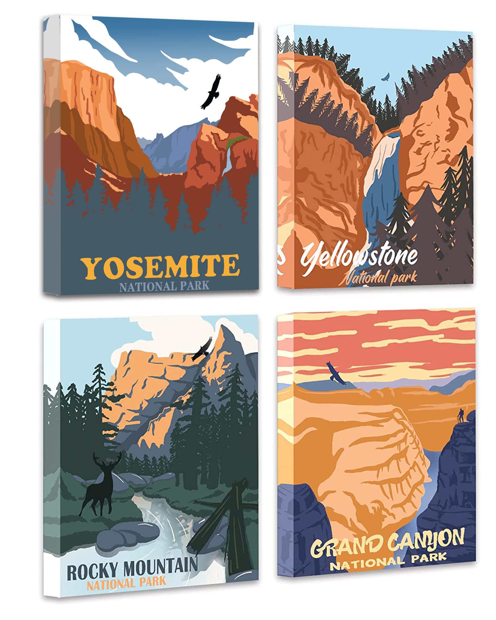 Vintage National Park Wall Art | Natural Art Mountain Abstract Paint - 8"x10" Framed - Home Decor for Nature Lovers - Wa