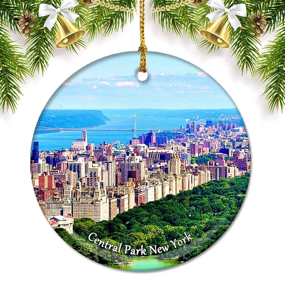 Christmas Ornaments for Tree Ceramic Pendant Decor from Central Park New York USA