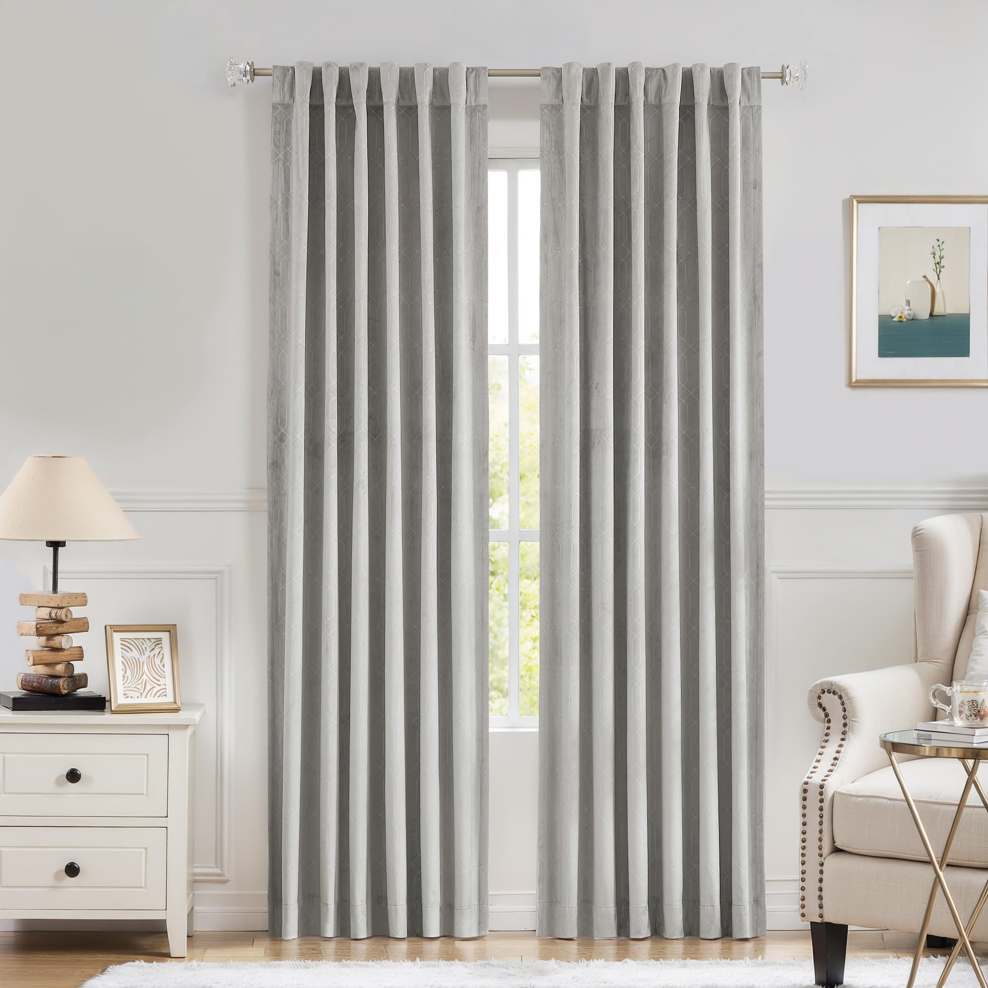Central Park Gray Moderate Velvet Blackout Curtains for Living Room Bedroom