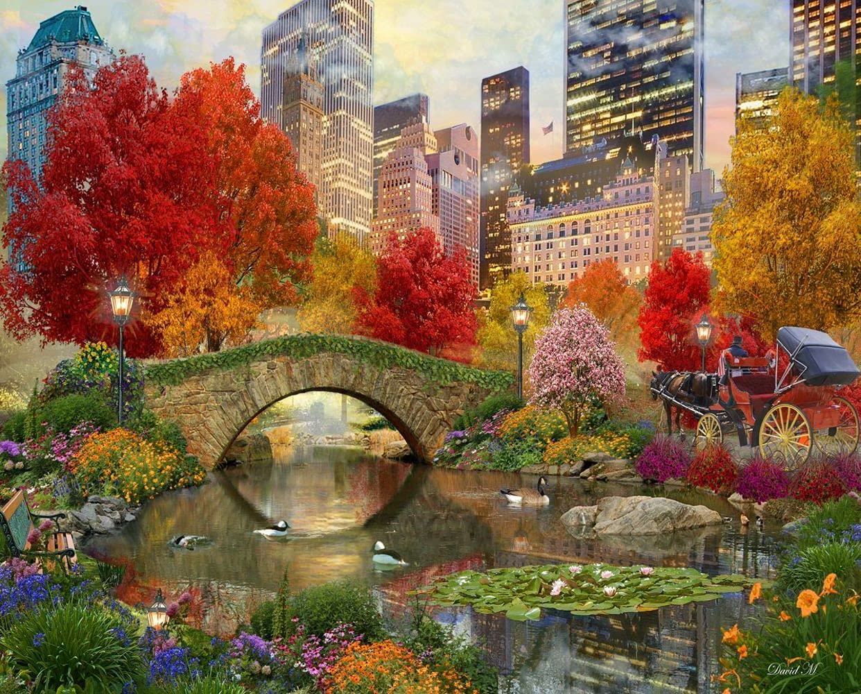 Springbok 500 Piece Jigsaw Puzzle Central Park Paradise for Adults - Relaxing Hobby - Made in USA