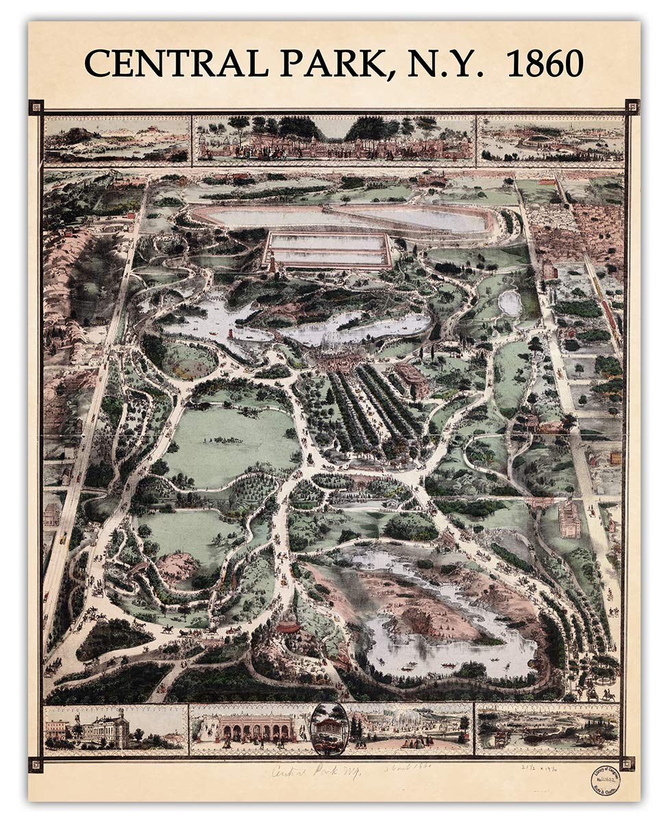 Vintage Central Park New York Wall Art: Unique Map Prints for Home & Office Decor - Ideal for Retro, Boho & Modern Art L