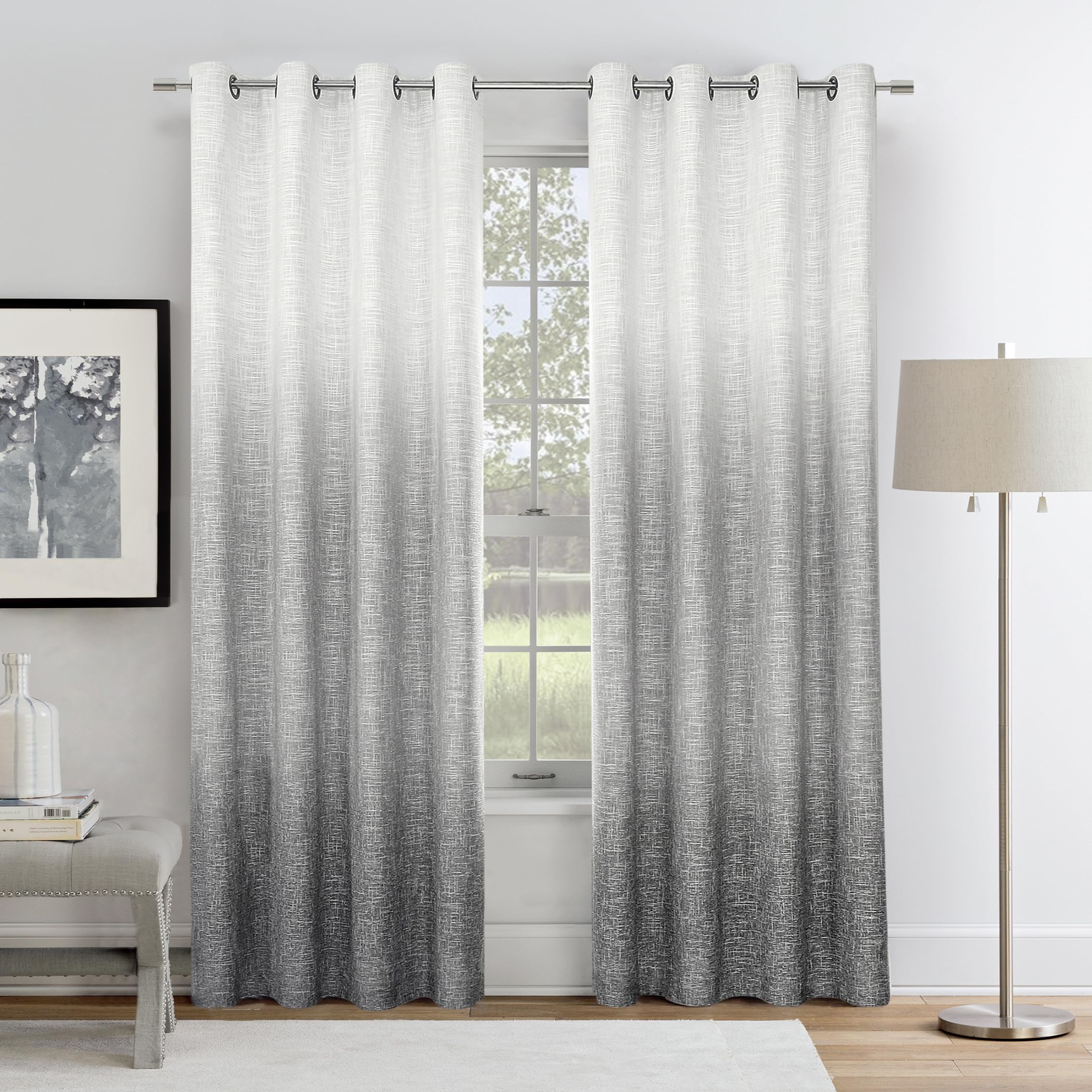 Ombre Full Blackout Curtain Panels 84 Inch Long Noise Reducing Energy Efficient Window Treatment Drapes for Bedroom Best